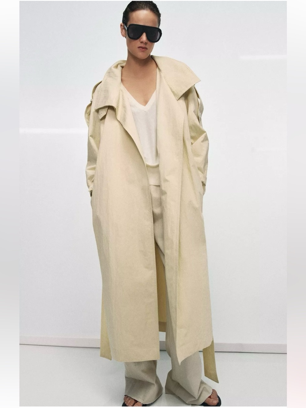 New ZARA ZW Collection High-Neck Trench Coat